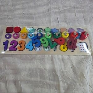 Wooden Montessori Number Shape Puzzle Stacker Educational Counting Toy Kids NEW